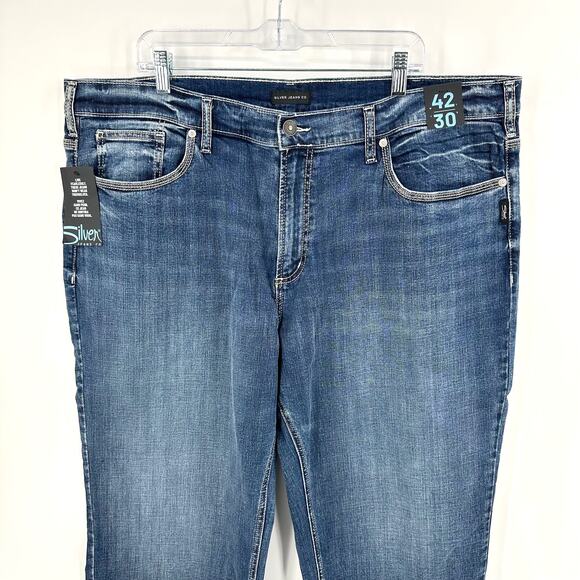 Silver Jeans Co Gordie Relaxed Fit Straight Jeans in Indigo Size 42x30 - Picture 2 of 9